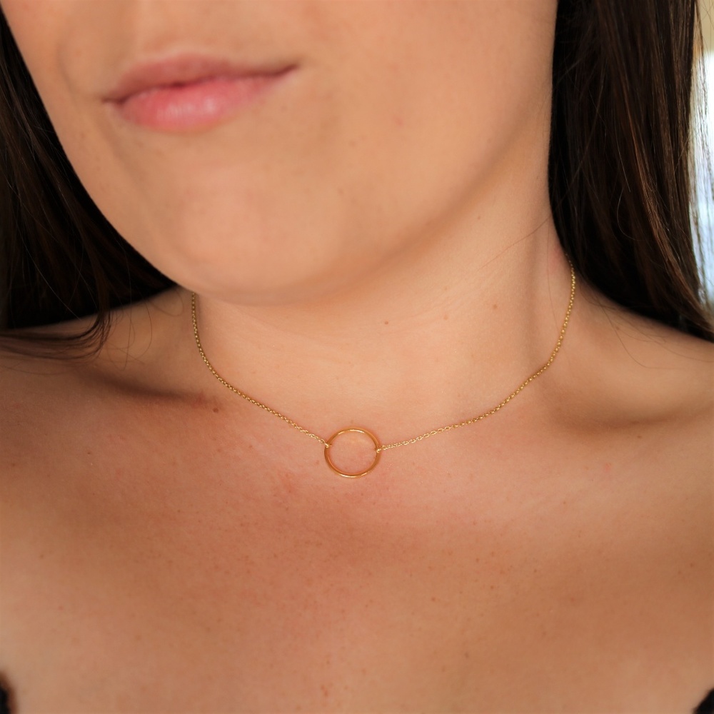 Gold Dipped Choker Collar Circle Necklace